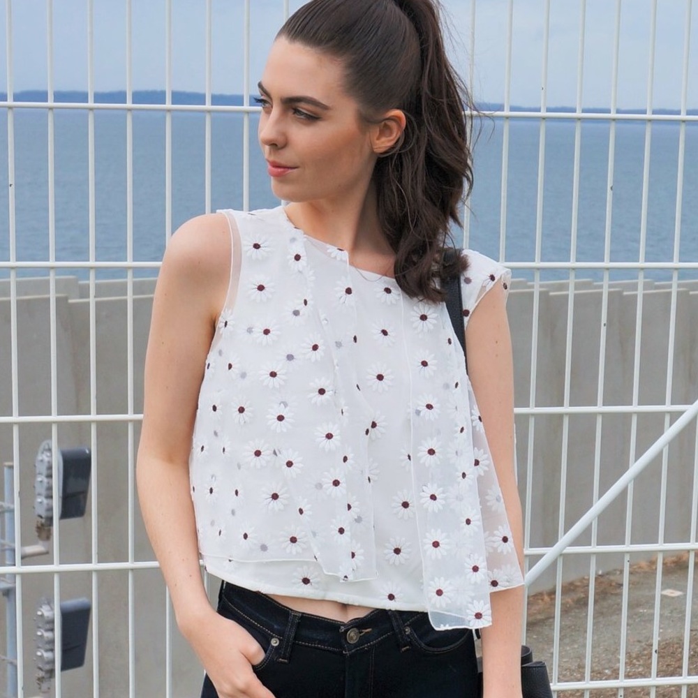 Runway Collection Embroidered Cold-Shoulder Top - Picture 2 of 3